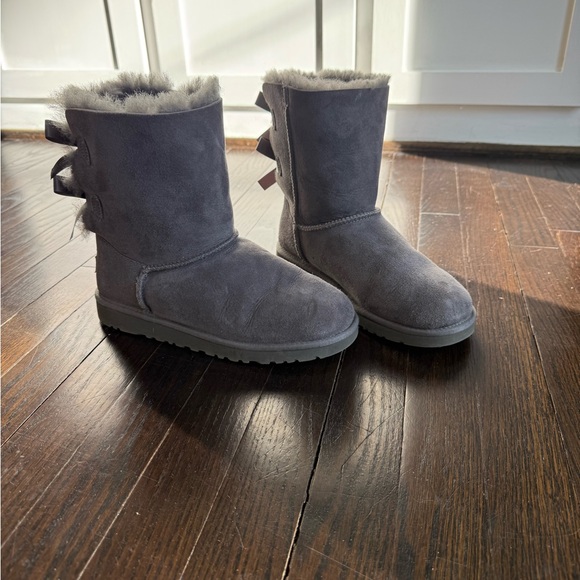 UGG Shoes - Gray Suede Bow Ugg Boots